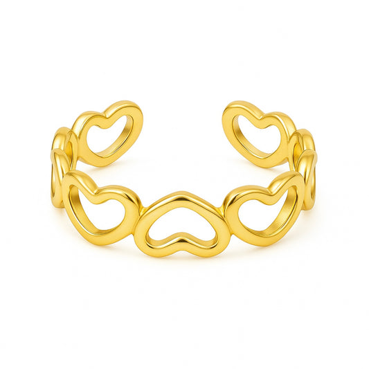 anello cuoricini gold